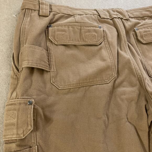 Duluth Trading Fleece Lined Cargo Pants Mens 44x34 Brown Workwear Utiliy canvas - Picture 7 of 8